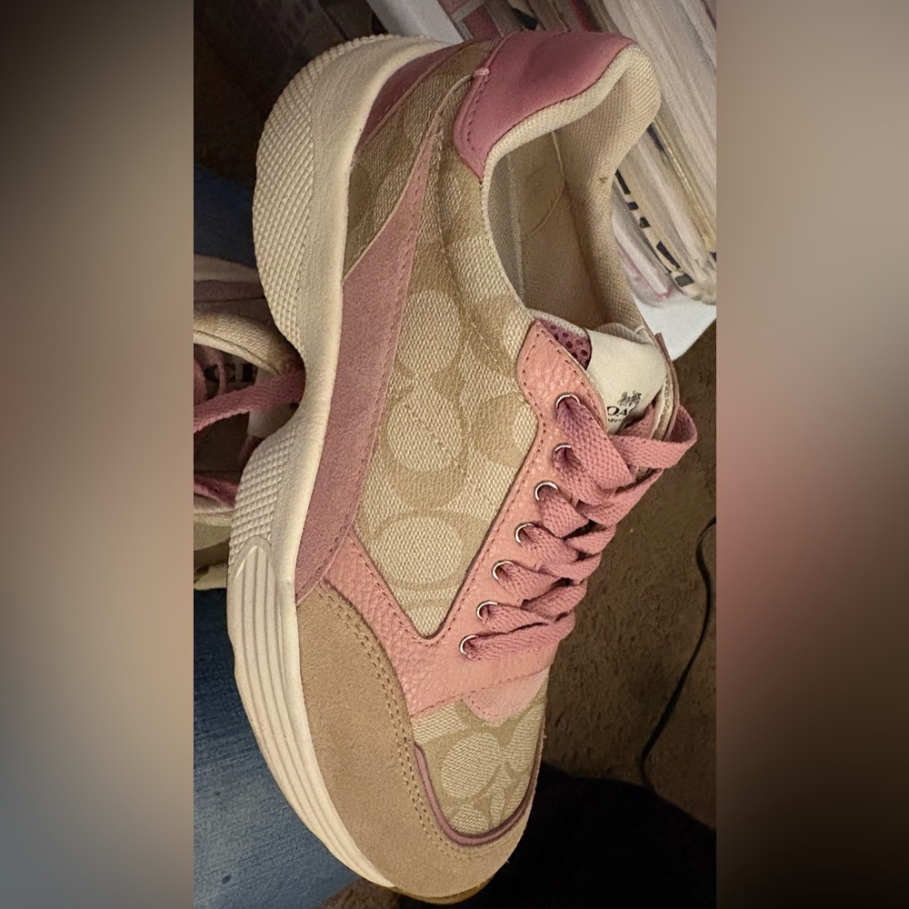 Coach Pink and Tan Women's Sneakers